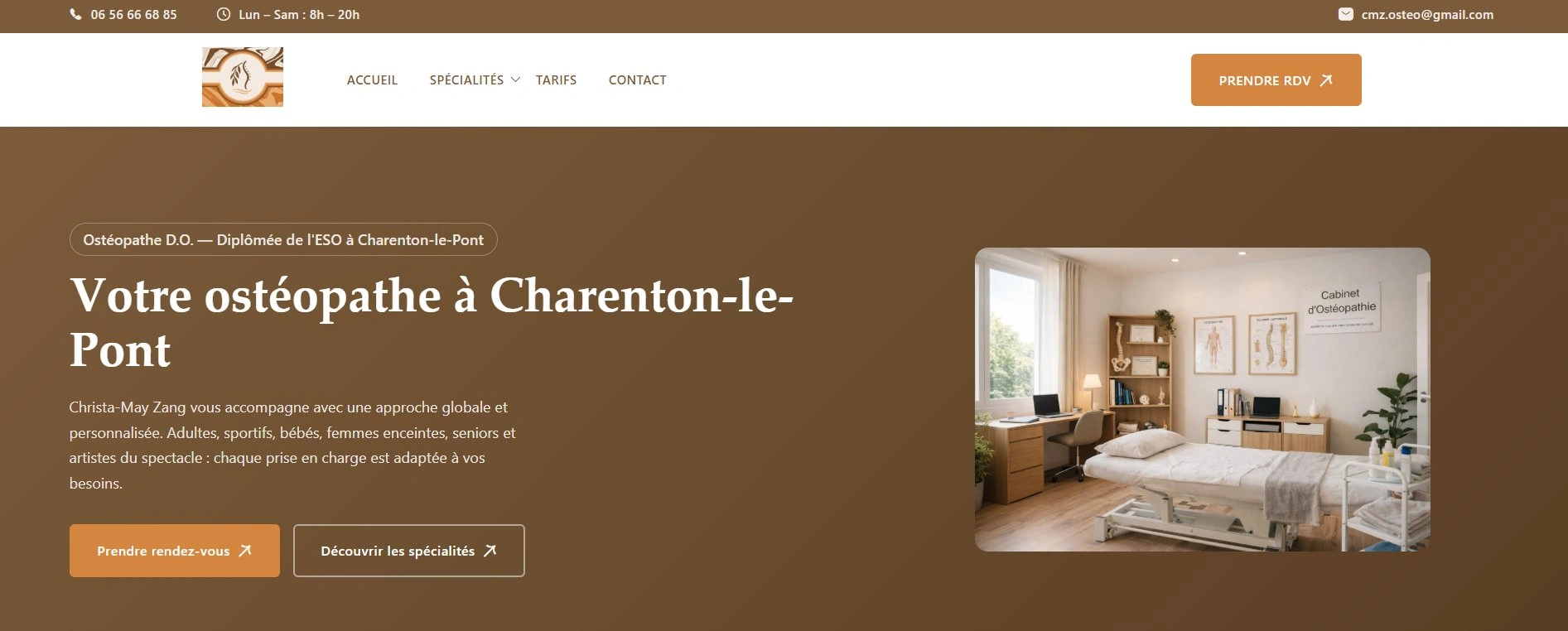 Site web osteopata — página inicial